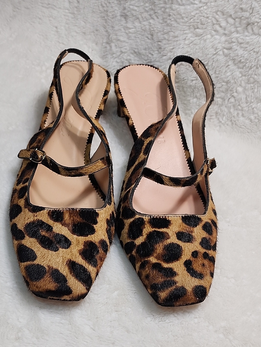 J.Crew Layla slingback Mary Jane heels in leopard calf hair 10 - Picture 4 of 16